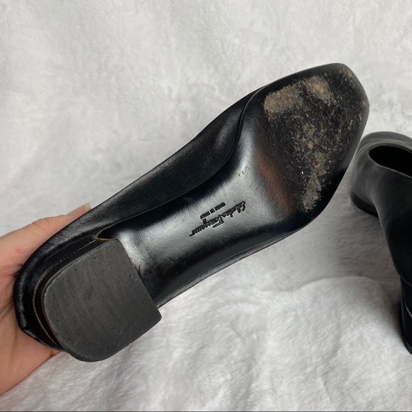 Salvatore Ferragamo Black Shinny Diamond Heels - Picture 9 of 12